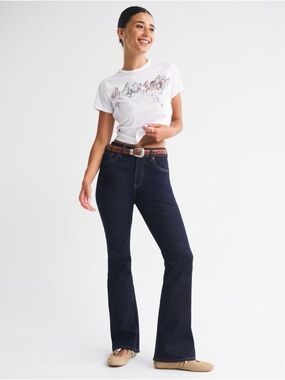 Abercrombie & Fitch Curve Love High Rise Bootcut Dark Wash Denim Jean 30 TALL